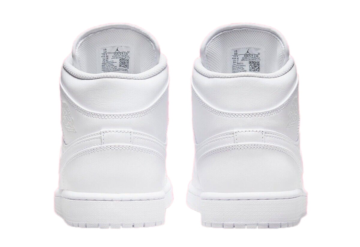 Jordan Air Jordan 1 Mid Triple White Men's Sneakers 554724-136
