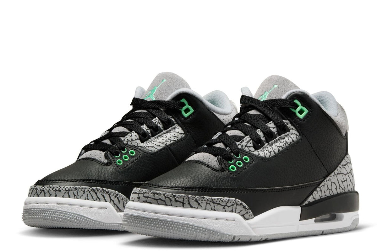 Big Kid's Jordan 3 Retro Black/Green Glow-Wolf Grey (DM0967 031) - 6