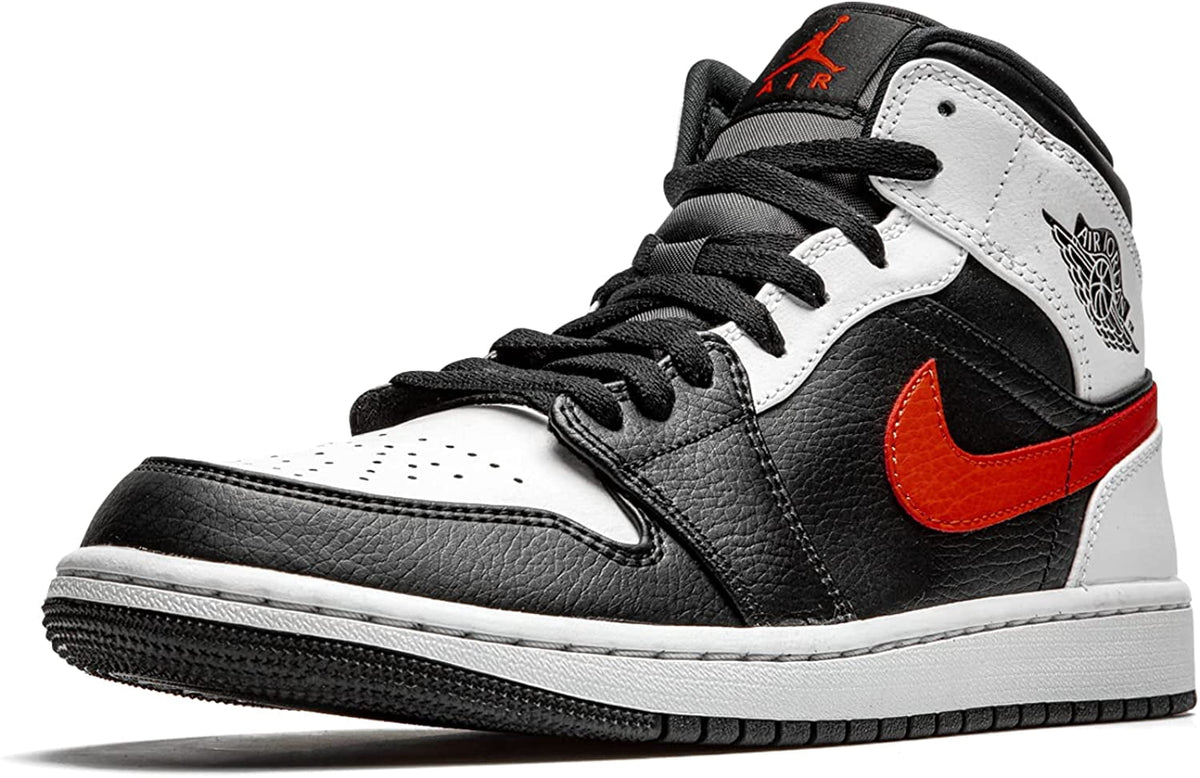 Air Jordan Retro 1 Mid Black/Chile Red/White Basketball Shoes Men 9.5
