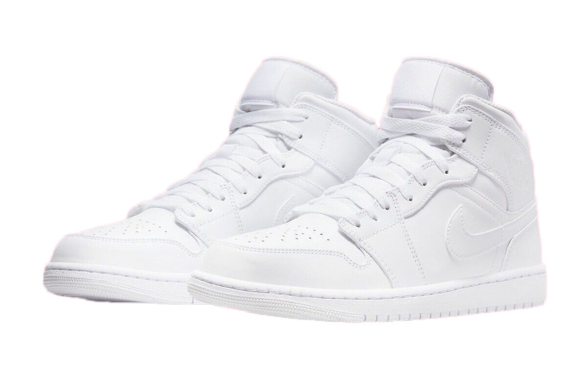 Jordan Air Jordan 1 Mid Triple White Men's Sneakers 554724-136