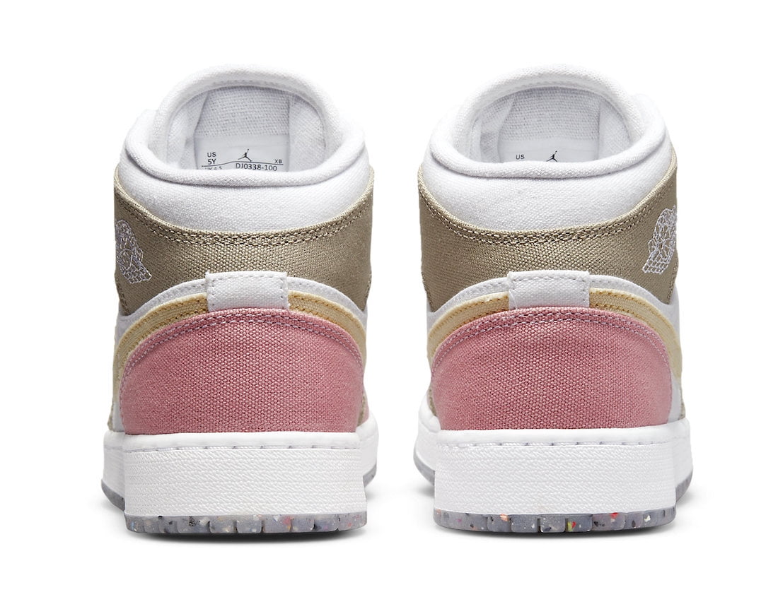 Big Kid's Jordan 1 Mid SE White/Vivid Green (DJ0338 100) - 6