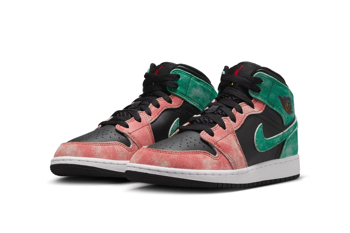 Big Kid's Jordan 1 Mid SE "MJ's Playground" Blk/Grn-Dune Rd (FQ1292 003) - 6.5