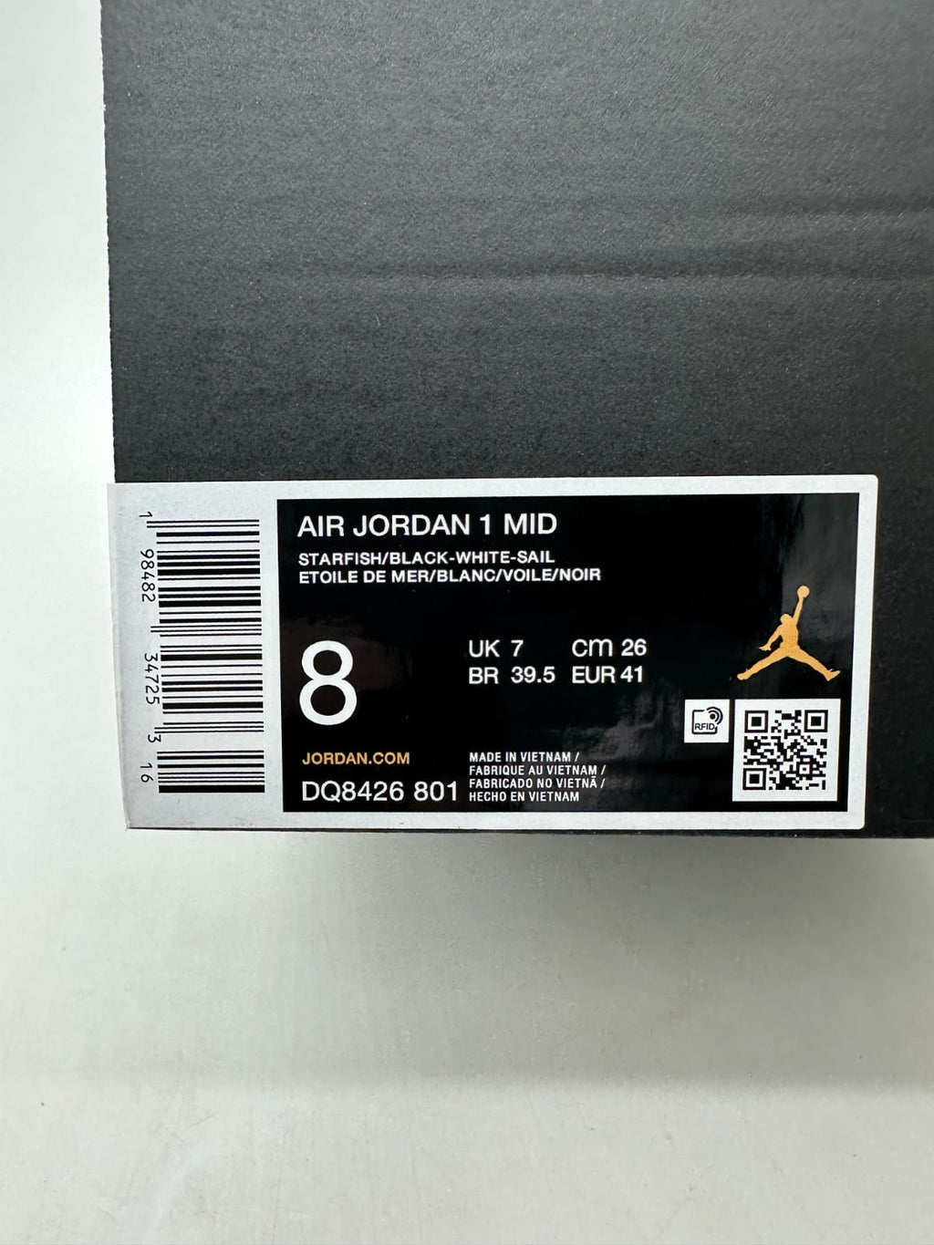 Men's Jordan 1 Mid Starfish/Black-White-Sail (DQ8426 801) - 8