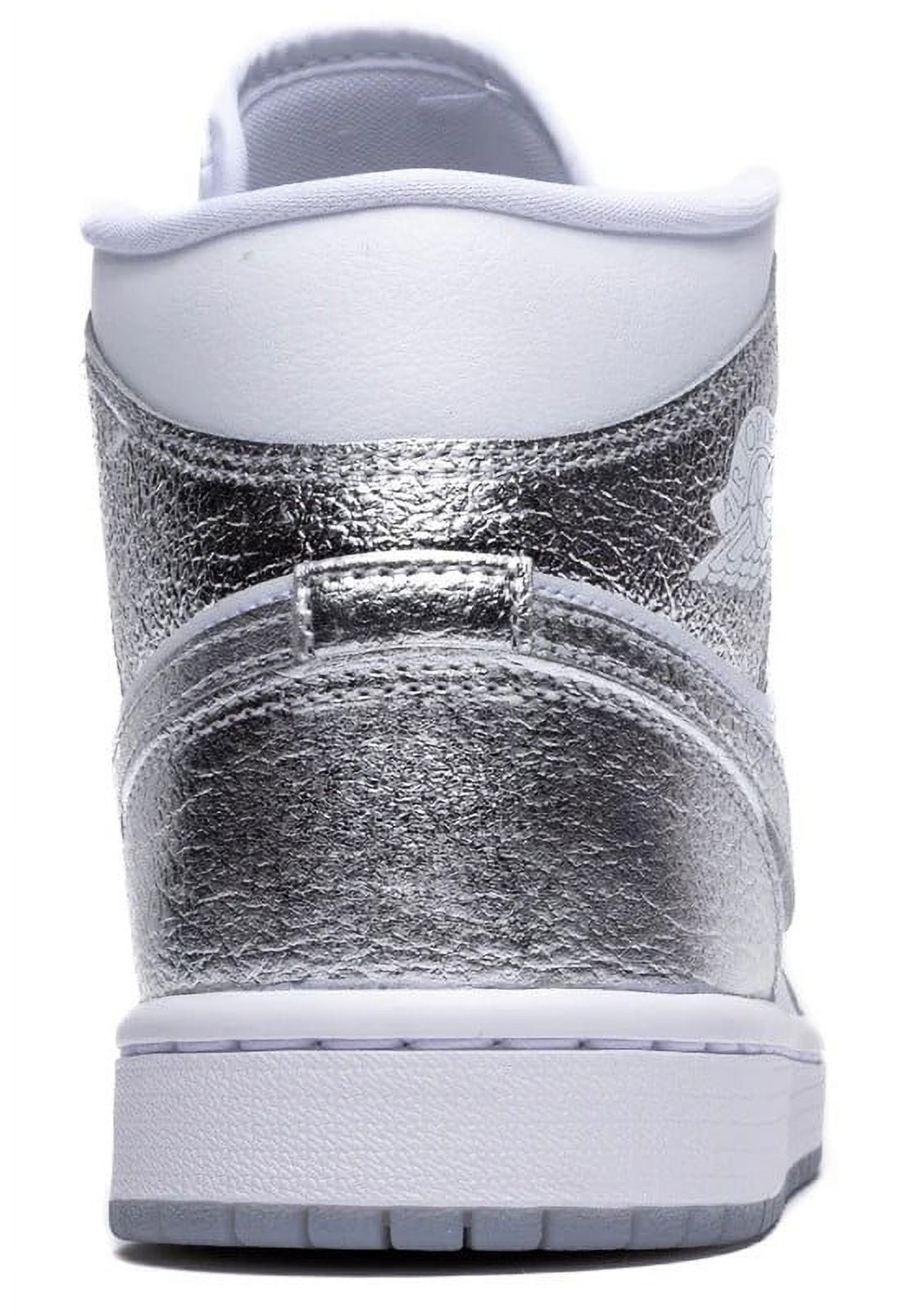Women's Air Jordan 1 Mid SE White/Metallic Silver (FN5031 100) - 6