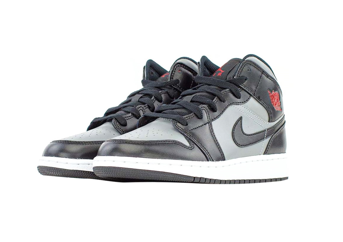 Big Kid's Jordan 1 Mid "Shadow Red" Black/Gym Red-Particle Grey (554725 096) - 6.5