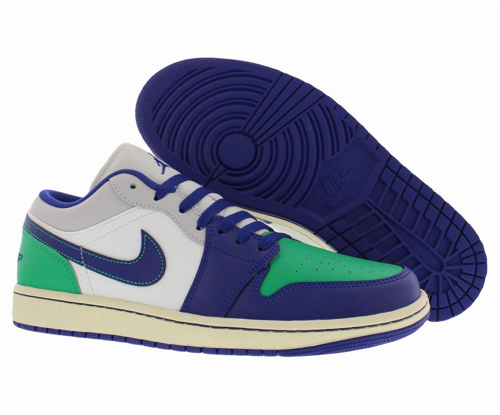 Nike Air Jordan 1 Low Leather Mens Shoes Size 8, Color: Sail/Deep Royal Blue