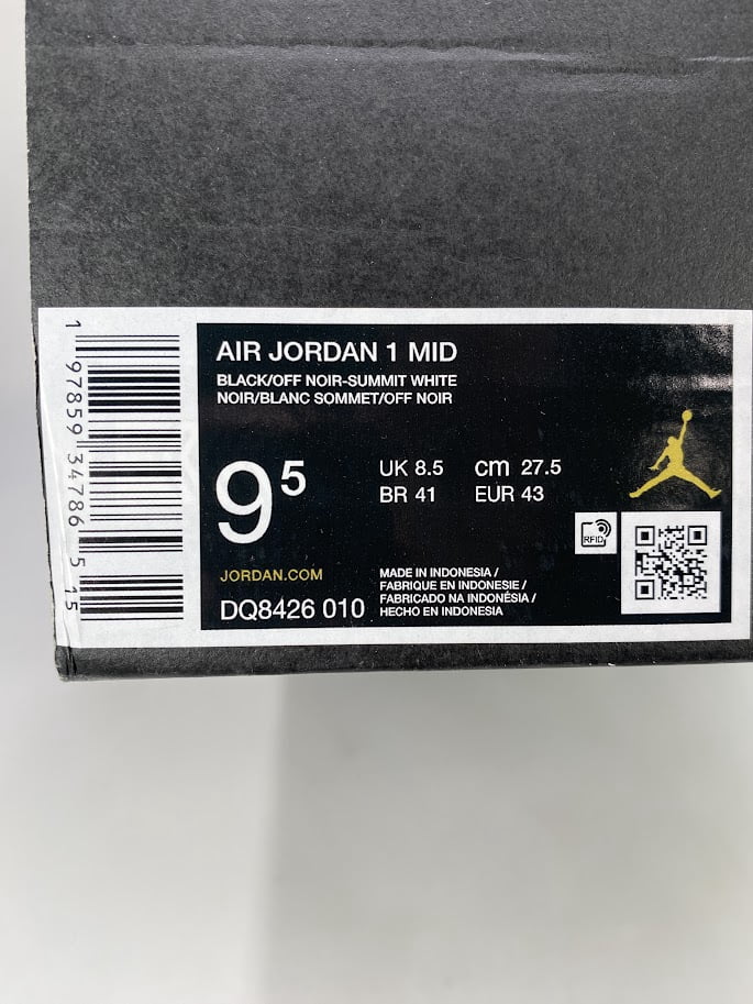 Men's Jordan 1 Mid Black/Off Noir-Summit White (DQ8426 010) - 10.5