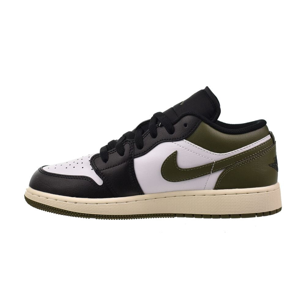 Big Kid's Jordan 1 Low Black/White-Medium Olive (553560 092) - 6.5