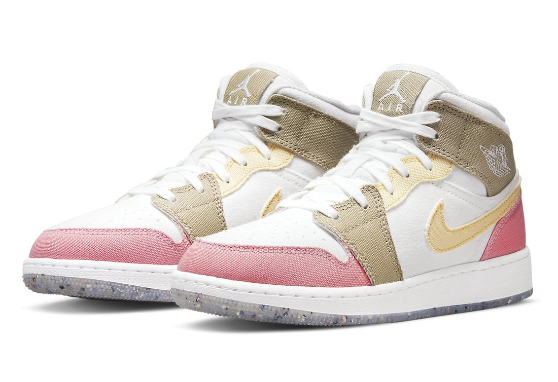 Big Kid's Jordan 1 Mid SE White/Vivid Green (DJ0338 100) - 6