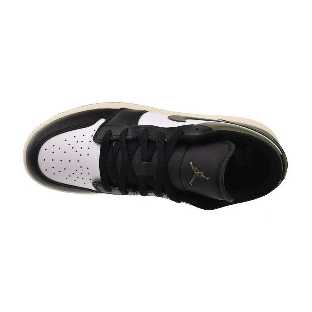 Big Kid's Jordan 1 Low Black/White-Medium Olive (553560 092) - 6.5