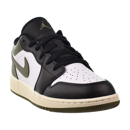 Big Kid's Jordan 1 Low Black/White-Medium Olive (553560 092) - 6.5