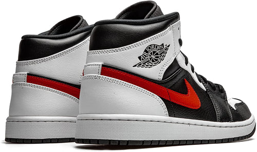 Air Jordan Retro 1 Mid Black/Chile Red/White Basketball Shoes Men 9.5