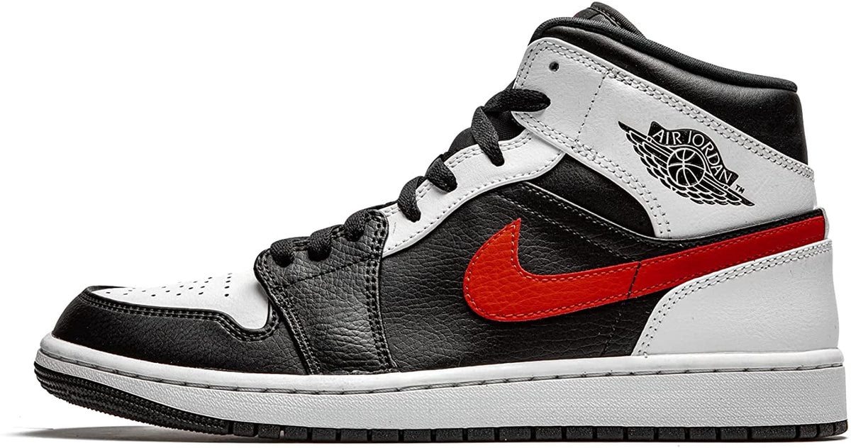 Air Jordan Retro 1 Mid Black/Chile Red/White Basketball Shoes Men 9.5