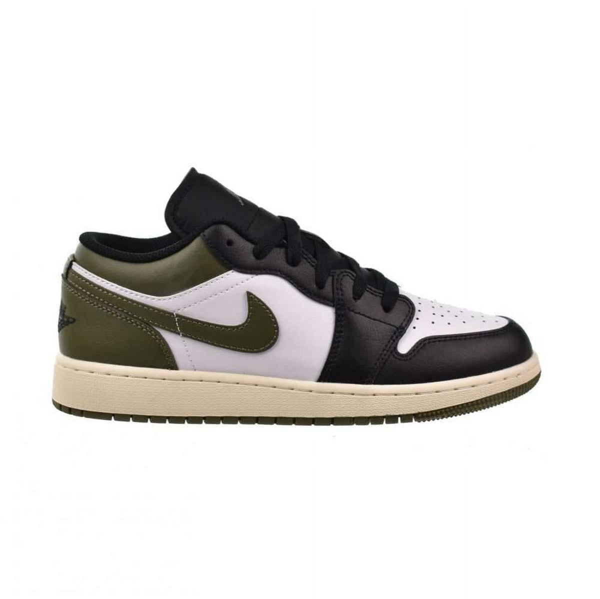 Big Kid's Jordan 1 Low Black/White-Medium Olive (553560 092) - 6.5