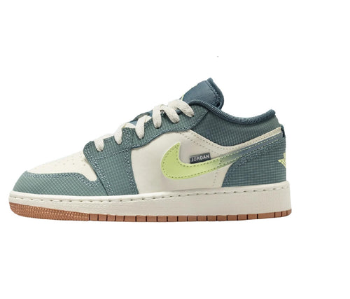 Big Kid's Jordan 1 Low SE Sea Glass/LT Lemon Twist-Hasta (IB7112 001) - 7