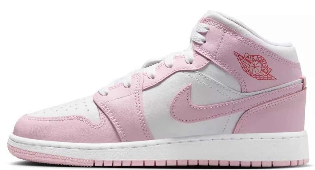 Big Kid's Jordan 1 Mid Pink Foam/White-Fire Red (DQ8423 608) - 7