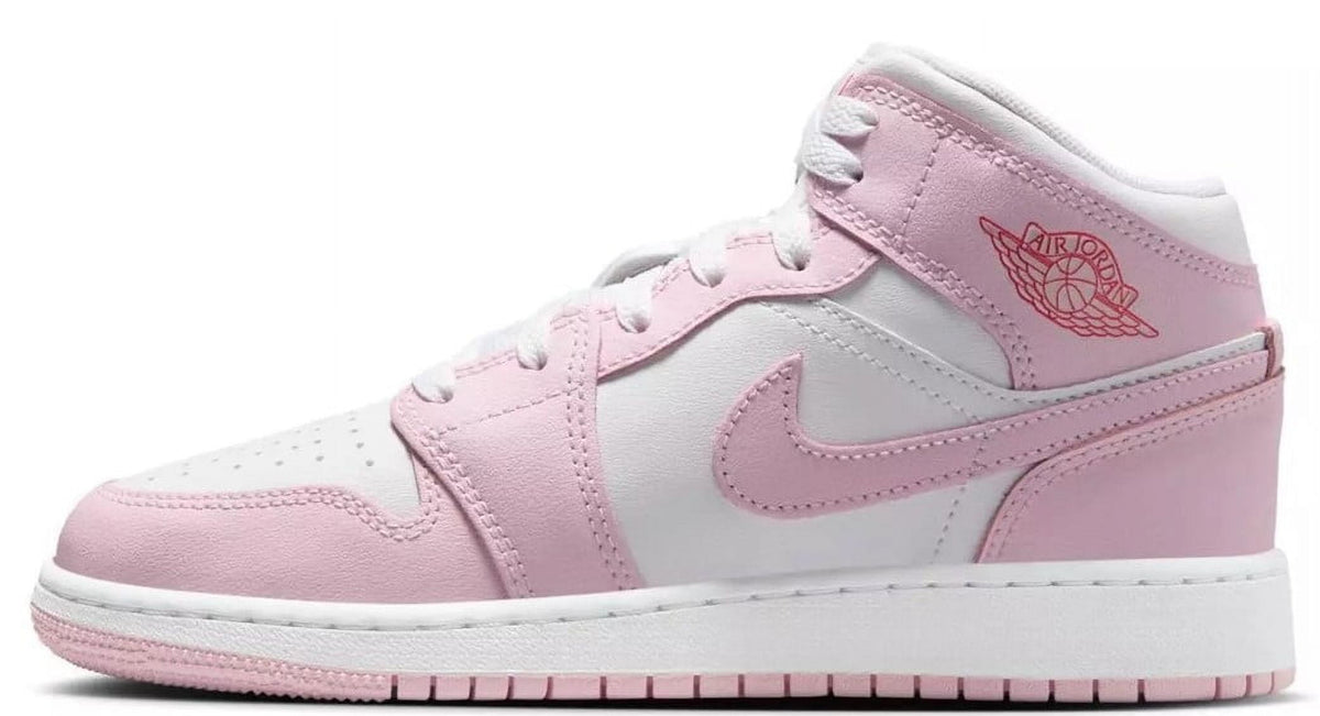 Big Kid's Jordan 1 Mid Pink Foam/White-Fire Red (DQ8423 608) - 7