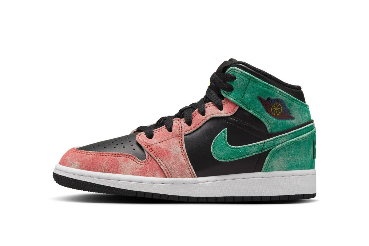 Big Kid's Jordan 1 Mid SE "MJ's Playground" Blk/Grn-Dune Rd (FQ1292 003) - 6.5
