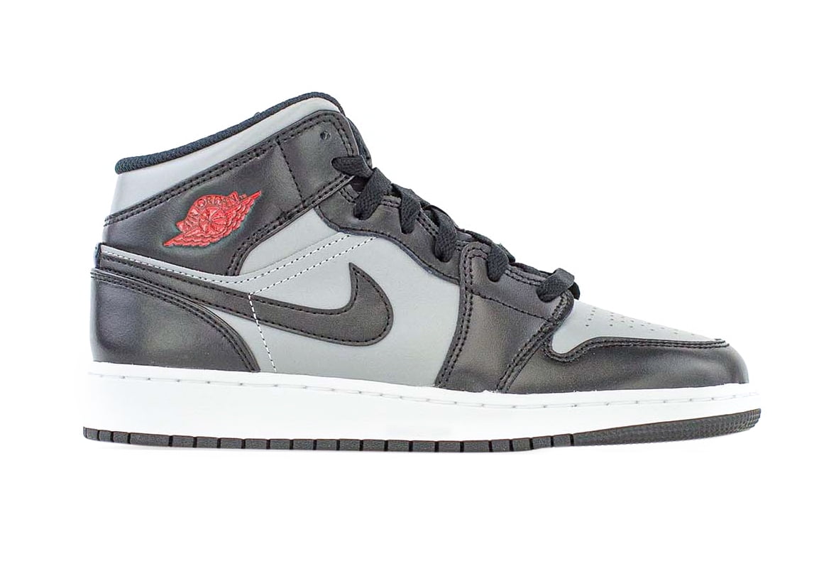 Big Kid's Jordan 1 Mid "Shadow Red" Black/Gym Red-Particle Grey (554725 096) - 6.5