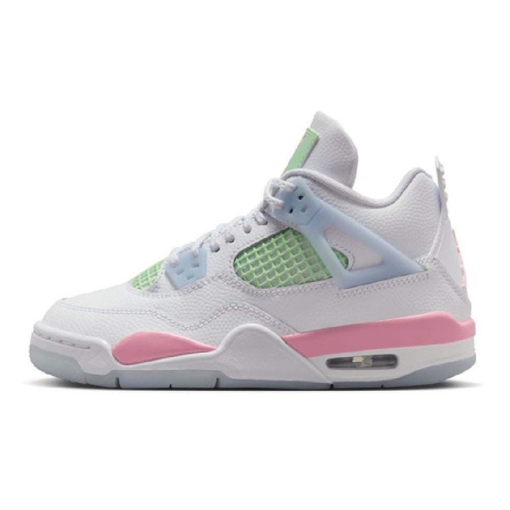 Big Kid's Jordan 4 Retro "V-Day" White/Md Sft Pnk-Half Blue (IB7068 100) - 6.5