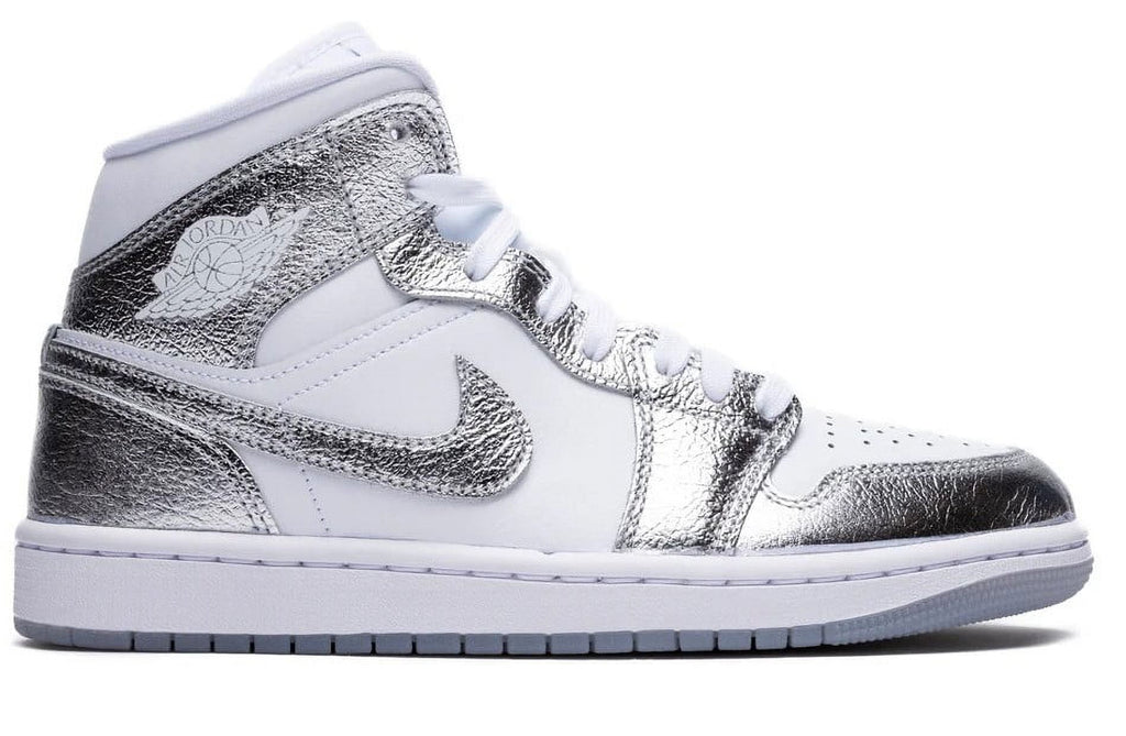 Women's Air Jordan 1 Mid SE White/Metallic Silver (FN5031 100) - 6