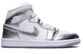 Women's Air Jordan 1 Mid SE White/Metallic Silver (FN5031 100) - 6