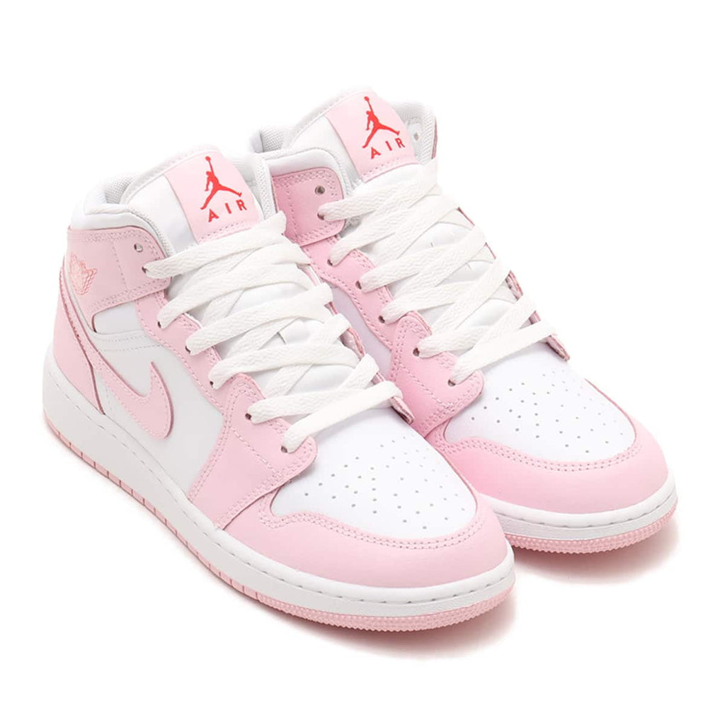 Big Kid's Jordan 1 Mid Pink Foam/White-Fire Red (DQ8423 608) - 7