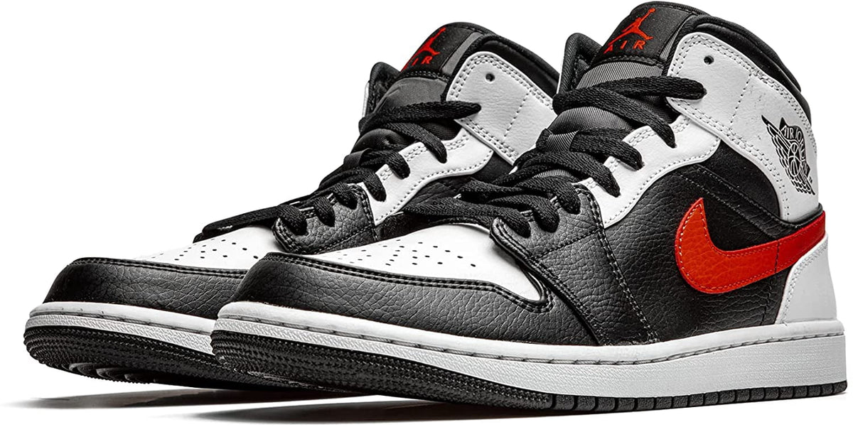 Air Jordan Retro 1 Mid Black/Chile Red/White Basketball Shoes Men 9.5