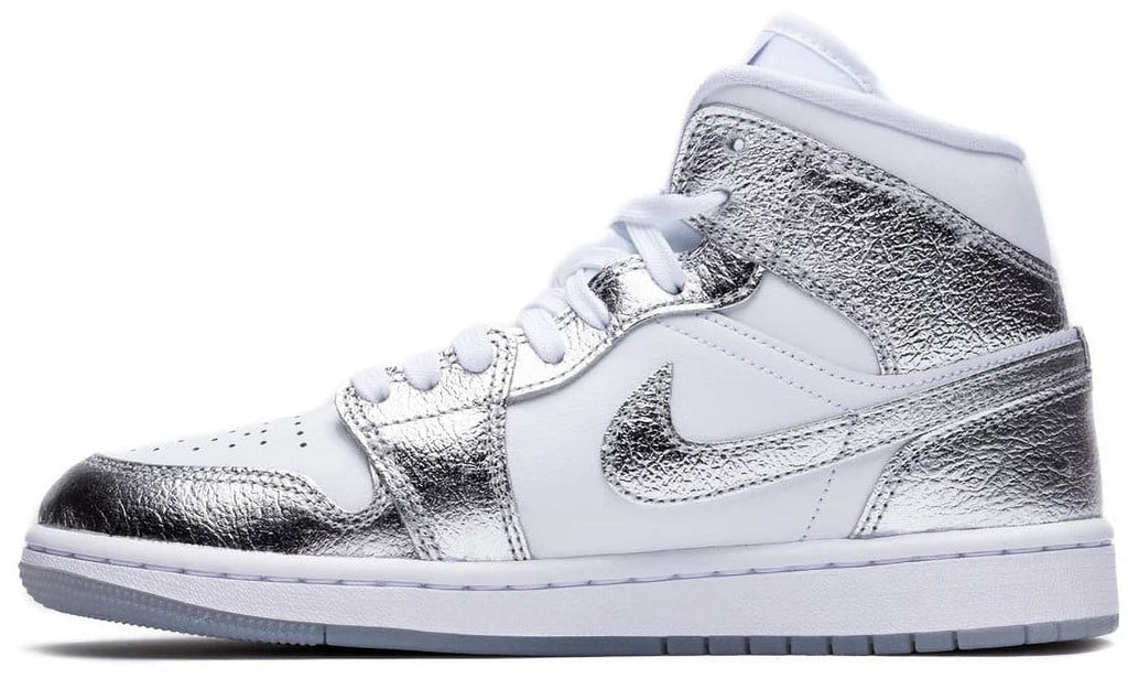 Women's Air Jordan 1 Mid SE White/Metallic Silver (FN5031 100) - 6