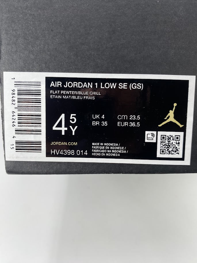 Big Kid's Jordan 1 Low SE Flat Pewter/Blue Chill (HV4398 014) - 5