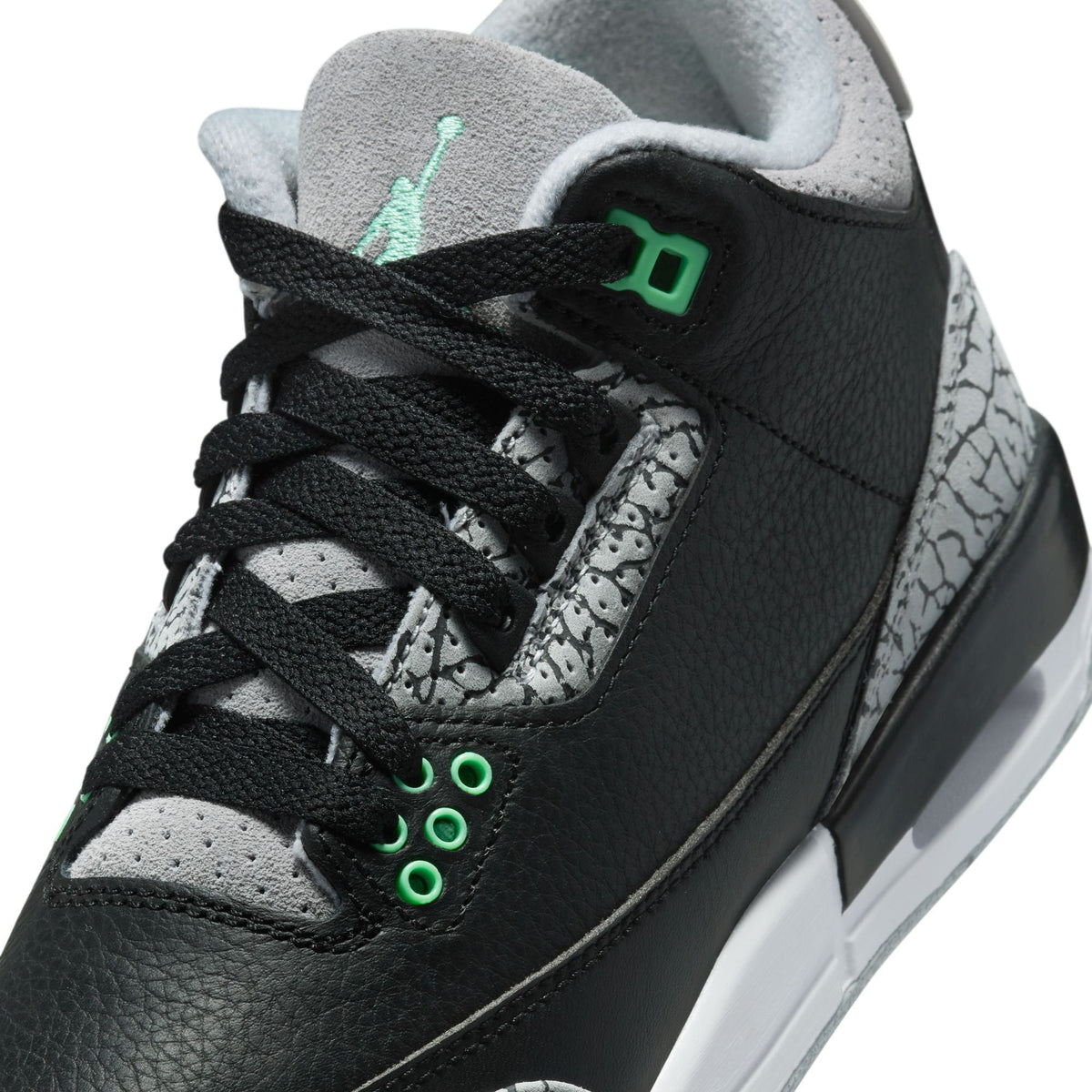 Big Kid's Jordan 3 Retro Black/Green Glow-Wolf Grey (DM0967 031) - 6
