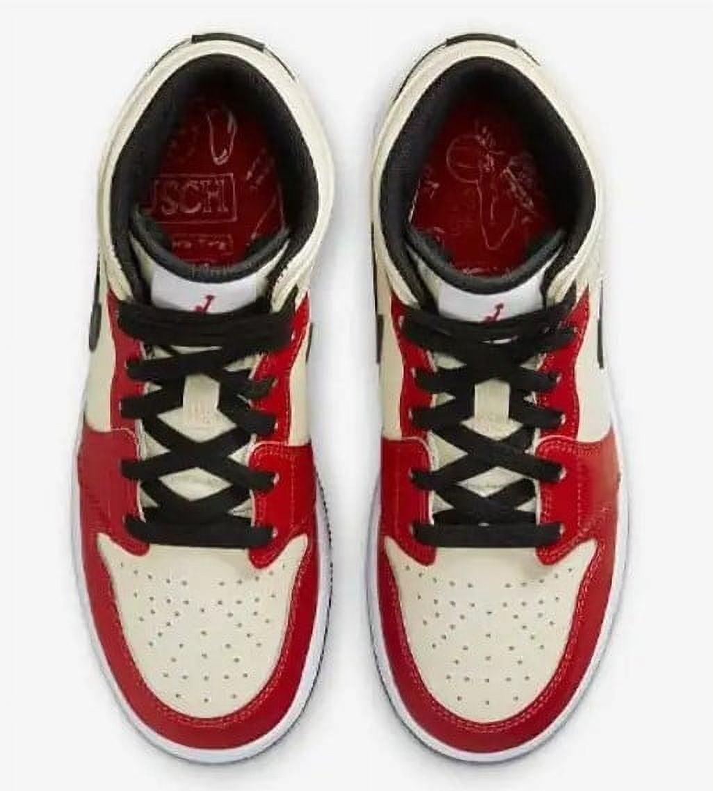 Big Kid's Air Jordan 1 Mid Muslin/Chili Red-Black-White - 4.5
